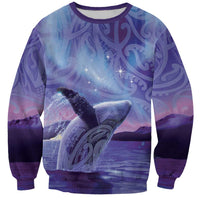 New Zealand Matariki Humpback Whale Sweatshirt Paikea Maori New Year Purple Galaxy LT14 Unisex Purple - Polynesian Pride