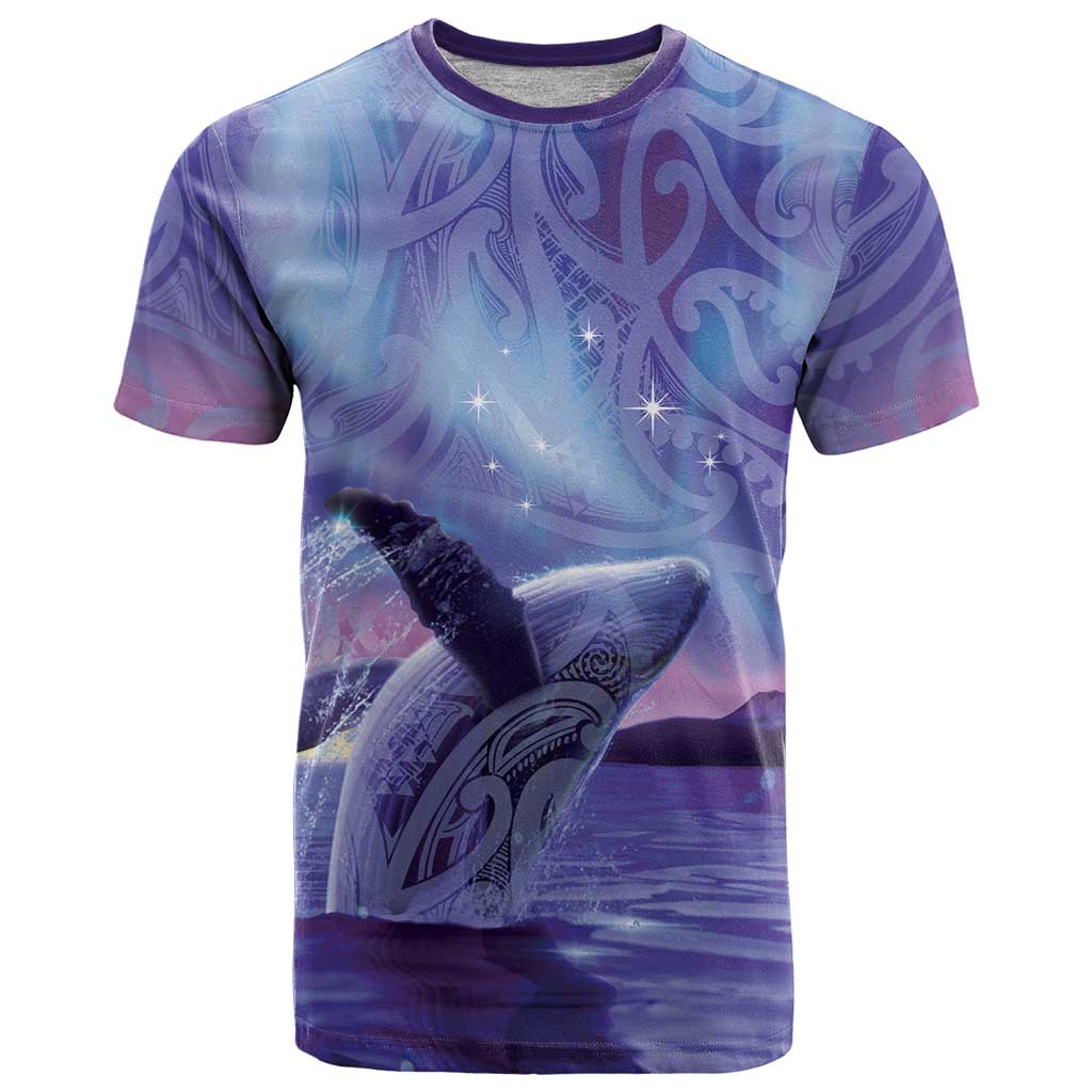 New Zealand Matariki Humpback Whale T Shirt Paikea Maori New Year Purple Galaxy LT14 Purple - Polynesian Pride