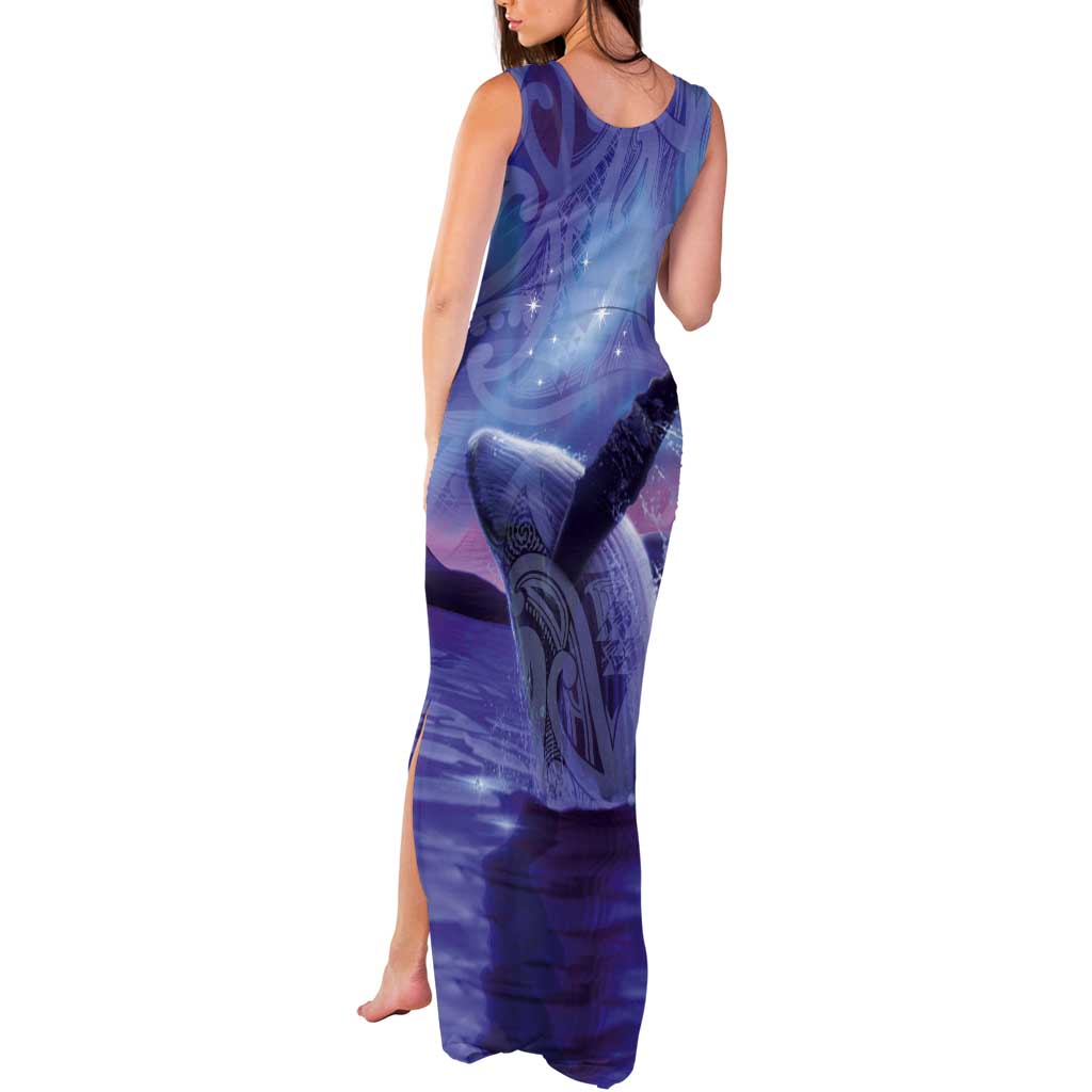 New Zealand Matariki Humpback Whale Tank Maxi Dress Paikea Maori New Year Purple Galaxy LT14 - Polynesian Pride
