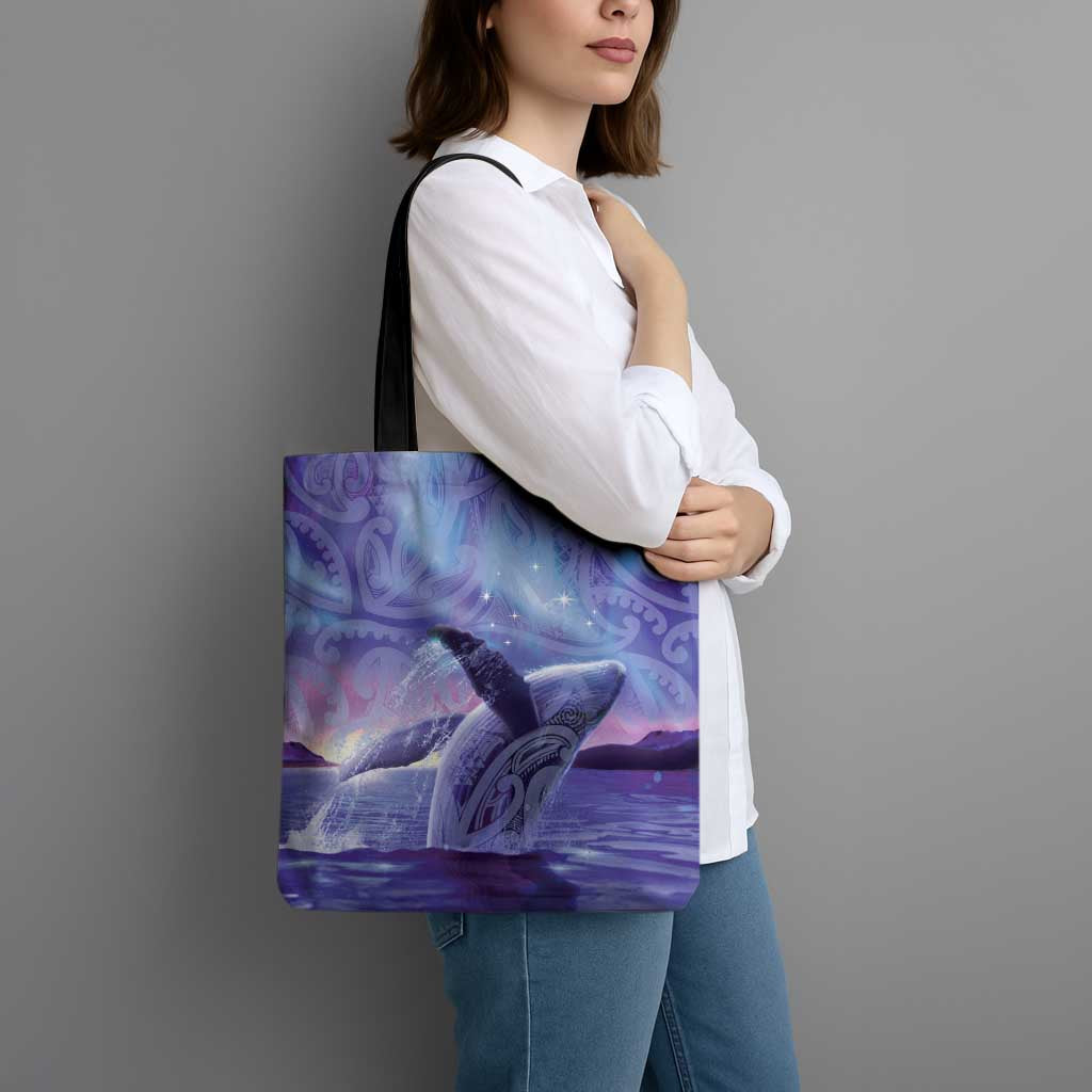 New Zealand Matariki Humpback Whale Tote Bag Paikea Maori New Year Purple Galaxy LT14 - Polynesian Pride