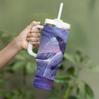 New Zealand Matariki Humpback Whale Tumbler With Handle Paikea Maori New Year Purple Galaxy LT14 - Polynesian Pride