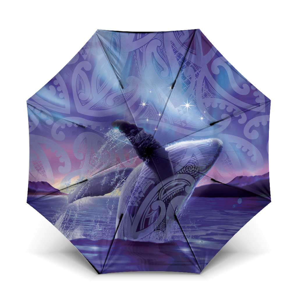 New Zealand Matariki Humpback Whale Umbrella Paikea Maori New Year Purple Galaxy LT14 One Size Folded 11.42 inch Opened Diameter 37.4 inch Purple - Polynesian Pride