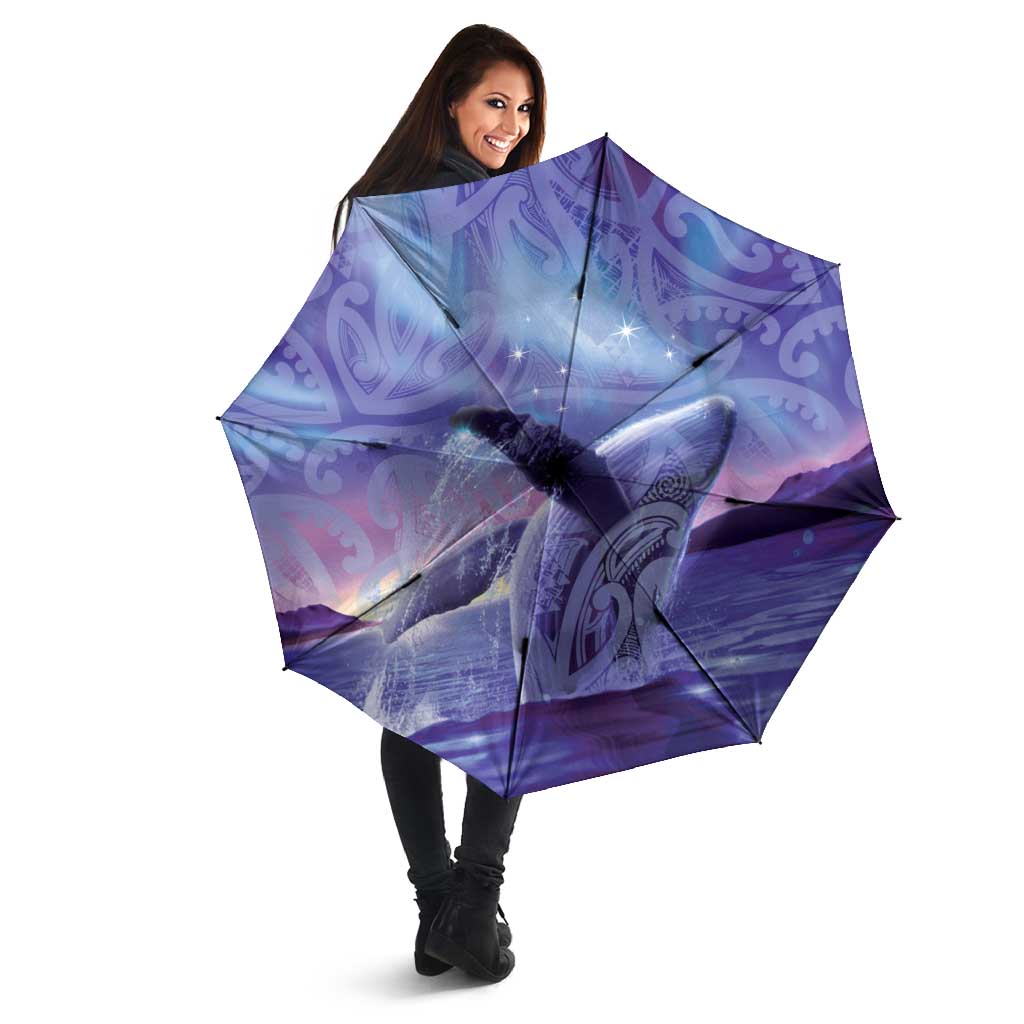 New Zealand Matariki Humpback Whale Umbrella Paikea Maori New Year Purple Galaxy LT14 - Polynesian Pride