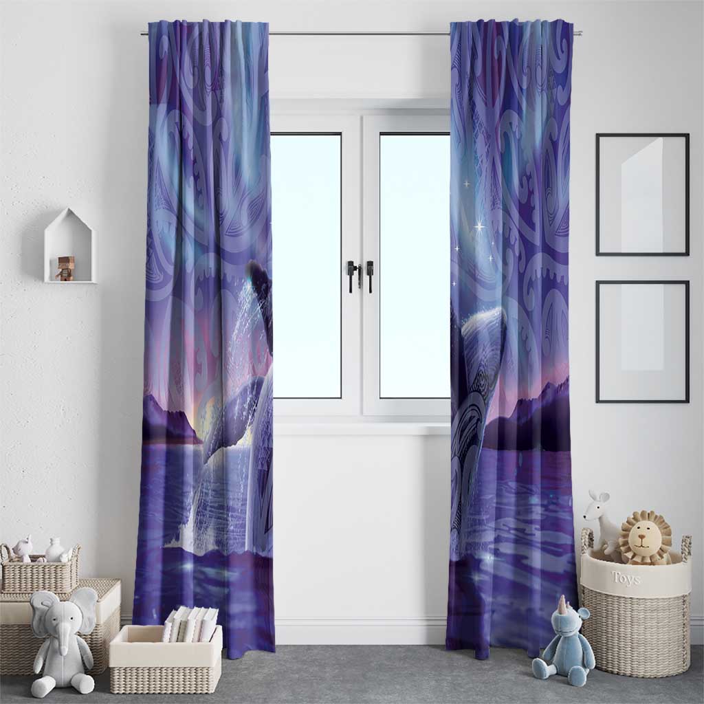 New Zealand Matariki Humpback Whale Window Curtain Paikea Maori New Year Purple Galaxy LT14 - Polynesian Pride