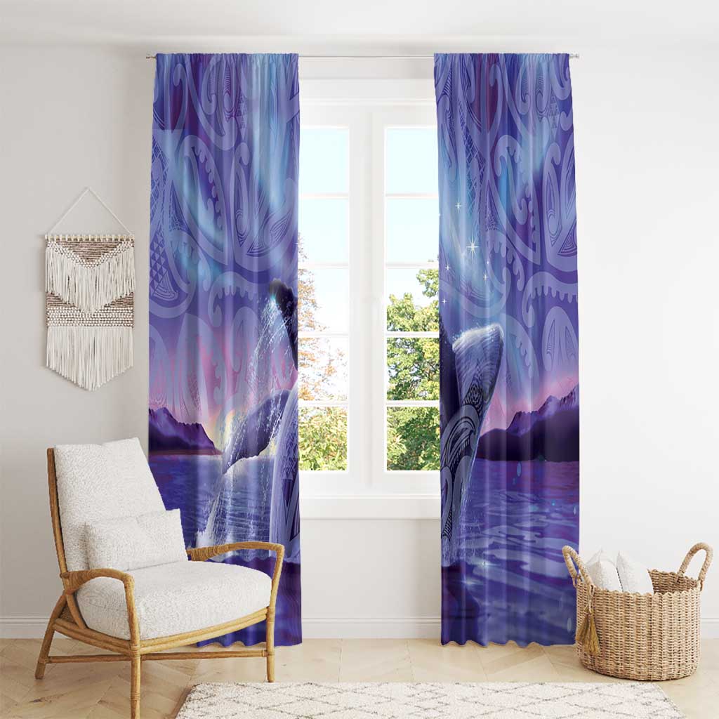 New Zealand Matariki Humpback Whale Window Curtain Paikea Maori New Year Purple Galaxy LT14 - Polynesian Pride