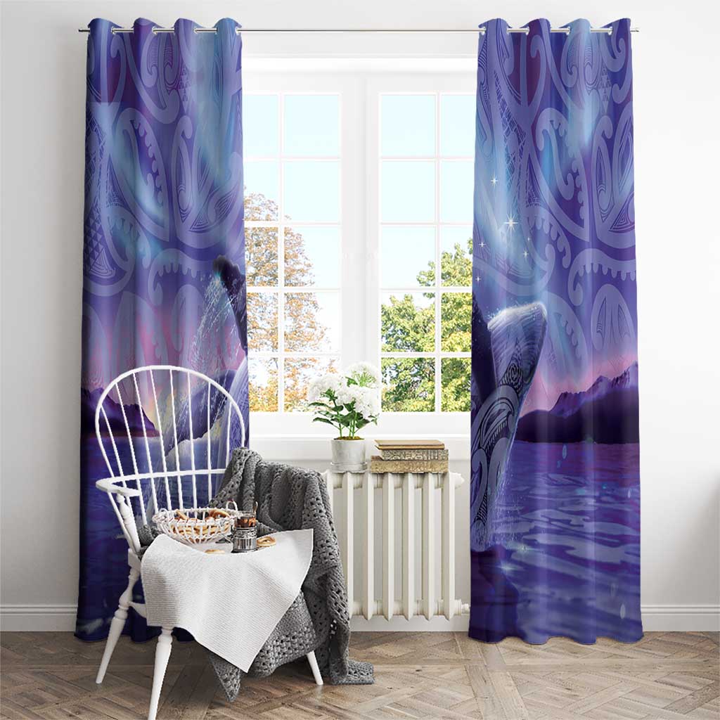 New Zealand Matariki Humpback Whale Window Curtain Paikea Maori New Year Purple Galaxy LT14 - Polynesian Pride