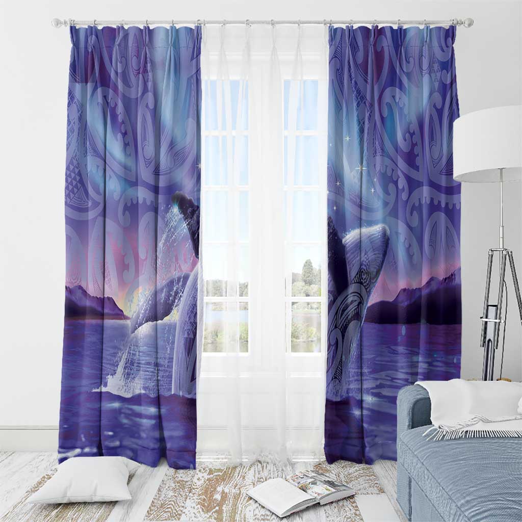 New Zealand Matariki Humpback Whale Window Curtain Paikea Maori New Year Purple Galaxy LT14 - Polynesian Pride