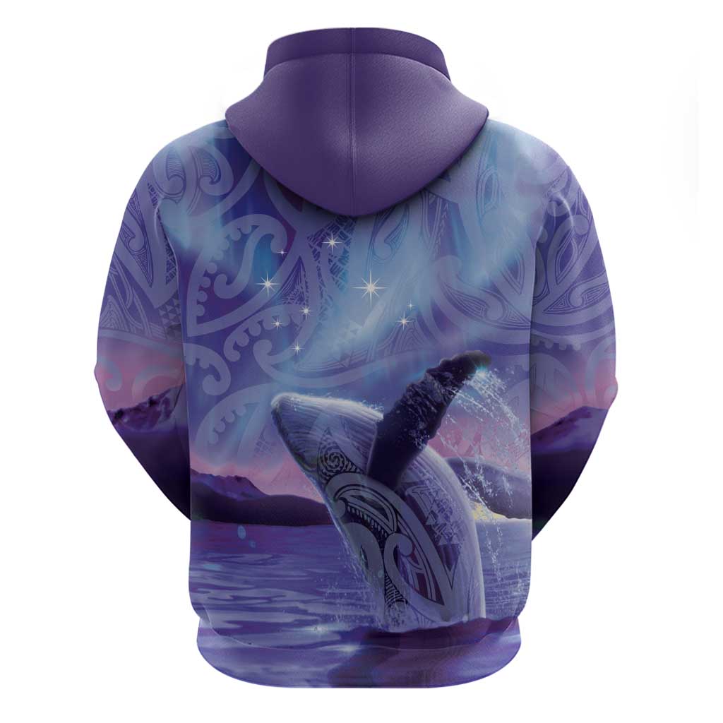 New Zealand Matariki Humpback Whale Zip Hoodie Paikea Maori New Year Purple Galaxy LT14 - Polynesian Pride