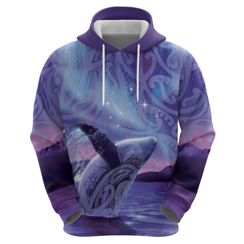 New Zealand Matariki Humpback Whale Zip Hoodie Paikea Maori New Year Purple Galaxy LT14 - Polynesian Pride