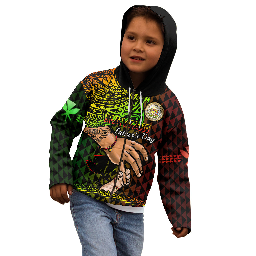 Personalised Father Day Hawaii Kid Hoodie Kanaka Kakau Hauoli La Makuakane LT14 - Polynesian Pride