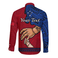 Personalised Father Day Samoa Long Sleeve Button Shirt Manuia le Aso Sa o Tama Red Version LT14 - Polynesian Pride