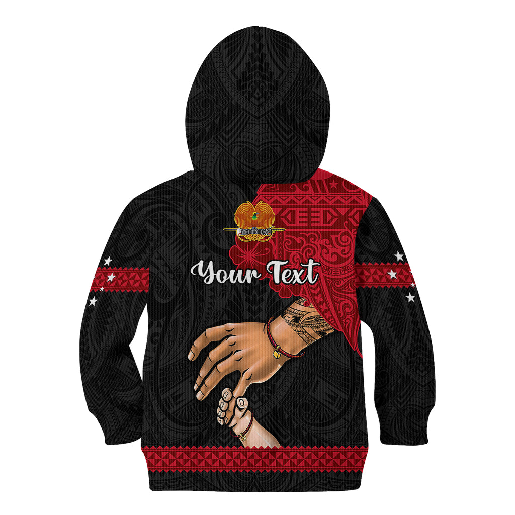 Personalised Father Day Papua New Guinea Kid Hoodie PNG I Love You Dad Black Version LT14 - Polynesian Pride