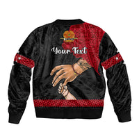 Personalised Father Day Papua New Guinea Sleeve Zip Bomber Jacket PNG I Love You Dad Black Version LT14 - Polynesian Pride