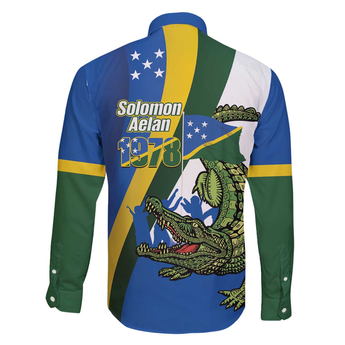 Solomon Islands Independence Day Family Matching Off The Shoulder Long Sleeve Dress and Hawaiian Shirt Happy 7 July Crocodile Flag Style LT14 - Polynesian Pride