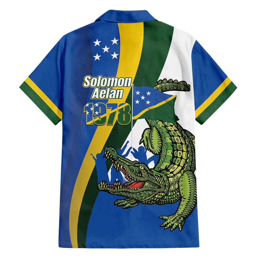 Solomon Islands Independence Day Family Matching Off Shoulder Short Dress and Hawaiian Shirt Happy 7 July Crocodile Flag Style LT14 - Polynesian Pride