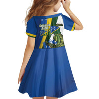 Solomon Islands Independence Day Family Matching Short Sleeve Bodycon Dress and Hawaiian Shirt Happy 7 July Crocodile Flag Style LT14 - Polynesian Pride