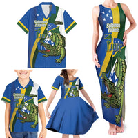 Solomon Islands Independence Day Family Matching Tank Maxi Dress and Hawaiian Shirt Happy 7 July Crocodile Flag Style LT14 - Polynesian Pride