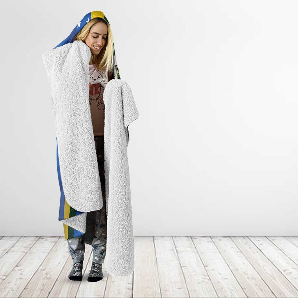 Solomon Islands Independence Day Hooded Blanket Happy 7 July Crocodile Flag Style