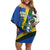 Solomon Islands Independence Day Off Shoulder Short Dress Happy 7 July Crocodile Flag Style