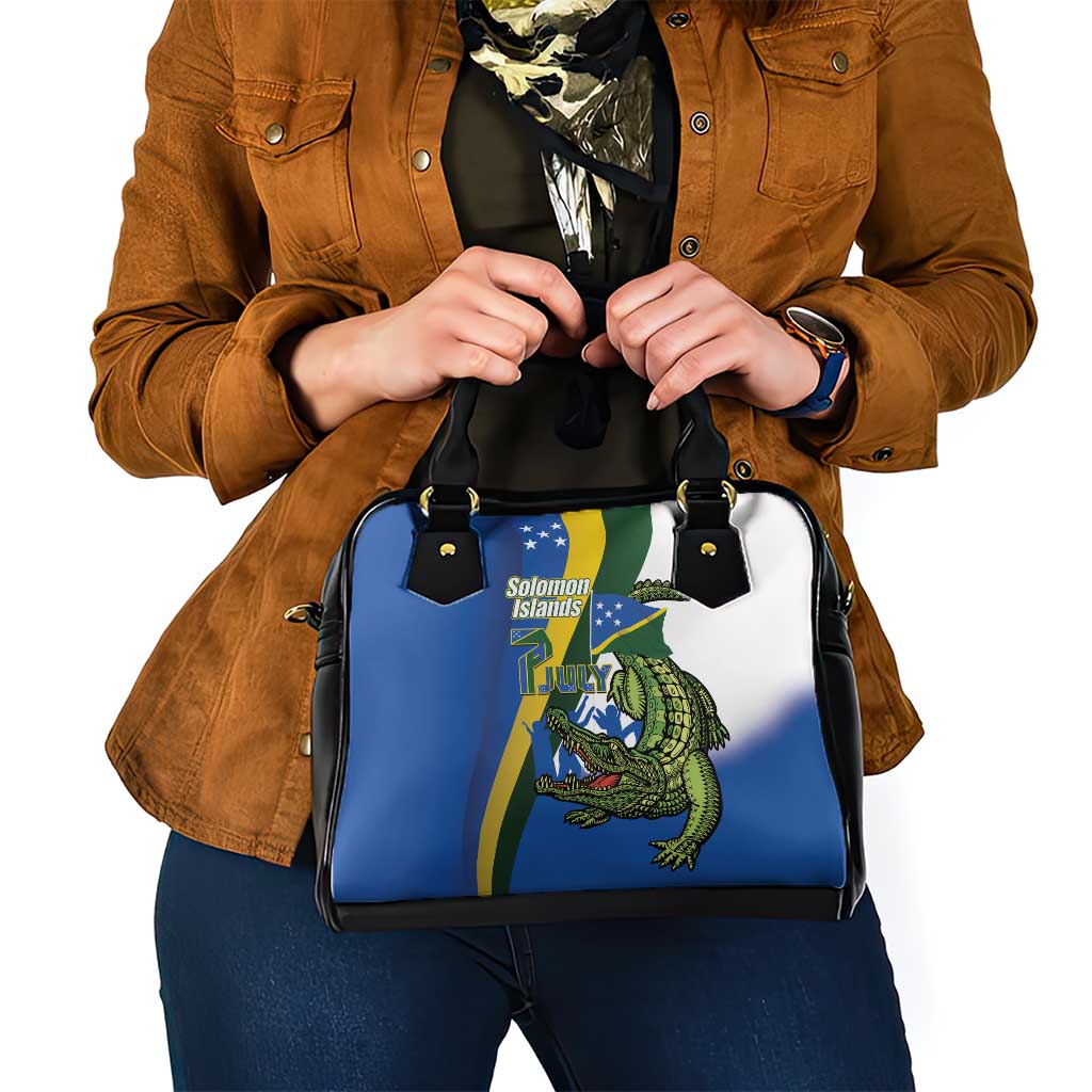 Solomon Islands Independence Day Shoulder Handbag Happy 7 July Crocodile Flag Style