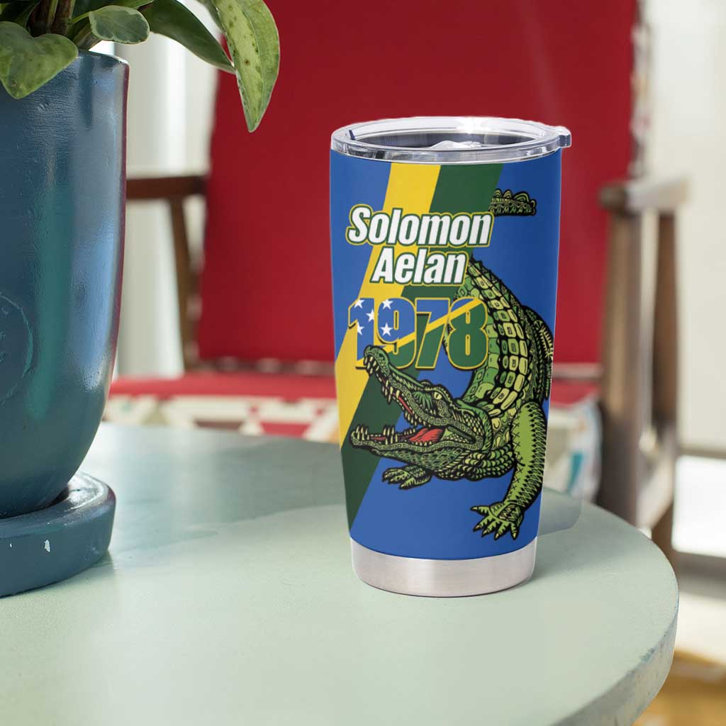 Solomon Islands Independence Day Tumbler Cup Happy 7 July Crocodile Flag Style