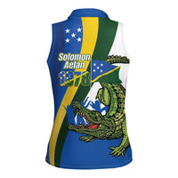 Solomon Islands Independence Day Women Sleeveless Polo Shirt Happy 7 July Crocodile Flag Style LT14 - Polynesian Pride