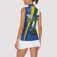 Solomon Islands Independence Day Women Sleeveless Polo Shirt Happy 7 July Crocodile Flag Style LT14 - Polynesian Pride