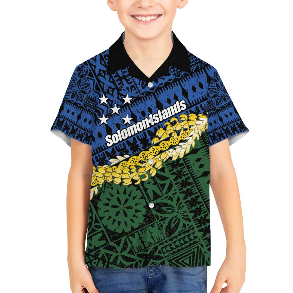 Halo Olaketa Solomon Islands Tapa Pattern Family Matching Long Sleeve Bodycon Dress and Hawaiian Shirt LT14 Son's Shirt Blue - Polynesian Pride
