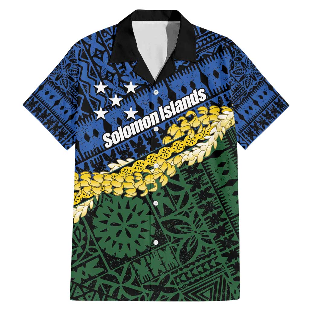 Halo Olaketa Solomon Islands Tapa Pattern Family Matching Mermaid Dress and Hawaiian Shirt LT14 Dad's Shirt - Short Sleeve Blue - Polynesian Pride