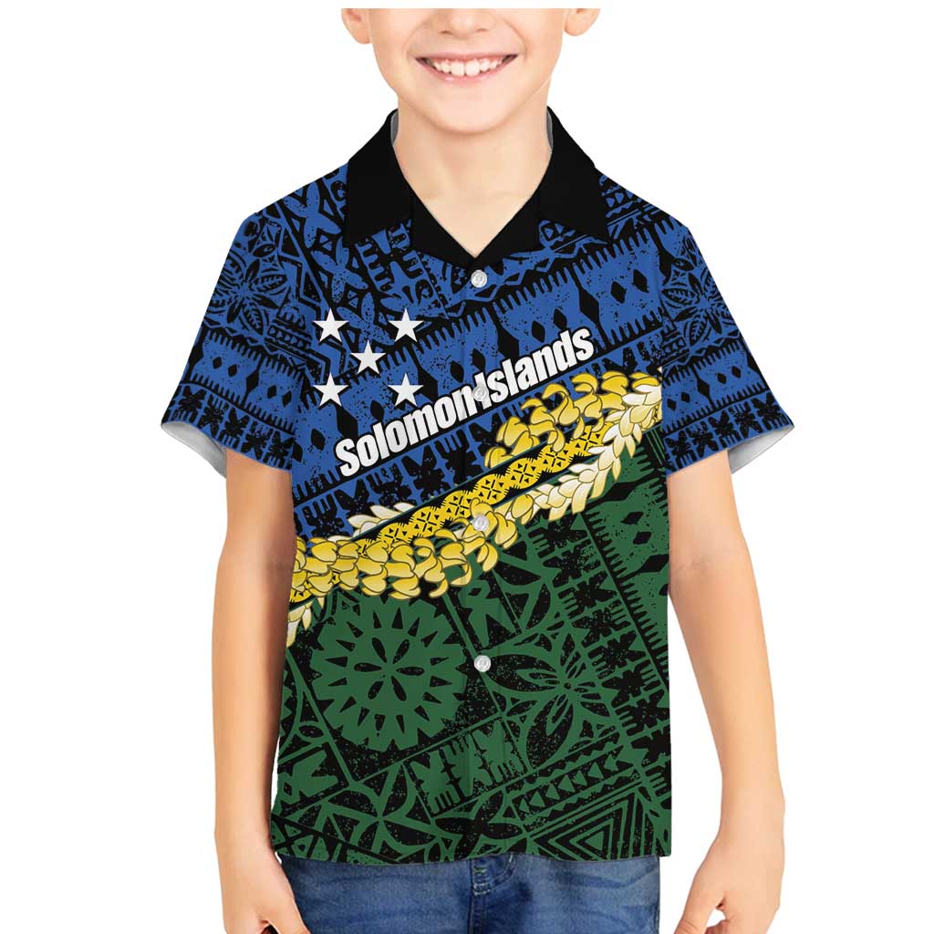 Halo Olaketa Solomon Islands Tapa Pattern Family Matching Mermaid Dress and Hawaiian Shirt LT14 Son's Shirt Blue - Polynesian Pride