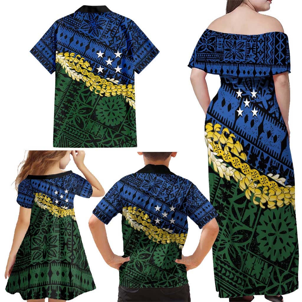 Halo Olaketa Solomon Islands Tapa Pattern Family Matching Off Shoulder Maxi Dress and Hawaiian Shirt LT14 - Polynesian Pride