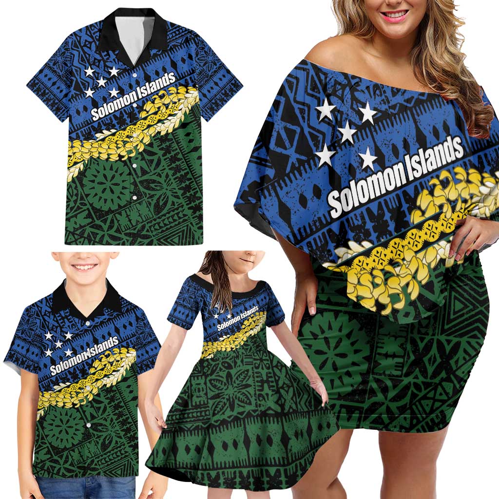 Halo Olaketa Solomon Islands Tapa Pattern Family Matching Off Shoulder Short Dress and Hawaiian Shirt LT14 - Polynesian Pride