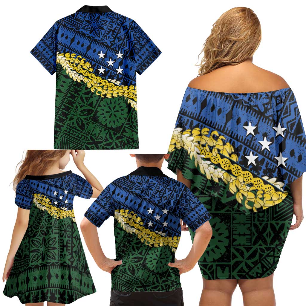 Halo Olaketa Solomon Islands Tapa Pattern Family Matching Off Shoulder Short Dress and Hawaiian Shirt LT14 - Polynesian Pride