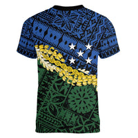 Halo Olaketa Solomon Islands Tapa Pattern Women V-Neck T-Shirt LT14 - Polynesian Pride