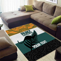 AUNZ Rugby Custom Area Rug Australia Kangaroo New Zealand Silver Fern - Polynesian Pride