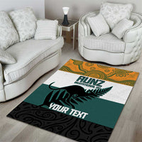 AUNZ Rugby Custom Area Rug Australia Kangaroo New Zealand Silver Fern - Polynesian Pride