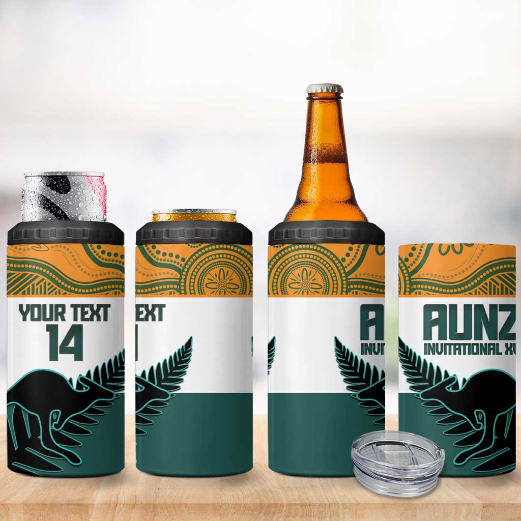 AUNZ Rugby Custom 4 in 1 Can Cooler Tumbler Australia Kangaroo New Zealand Silver Fern LT14 - Polynesian Pride