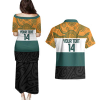 AUNZ Rugby Custom Couples Matching Puletasi and Hawaiian Shirt Australia Kangaroo New Zealand Silver Fern LT14 - Polynesian Pride