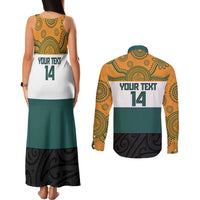 AUNZ Rugby Custom Couples Matching Tank Maxi Dress and Long Sleeve Button Shirt Australia Kangaroo New Zealand Silver Fern LT14 - Polynesian Pride