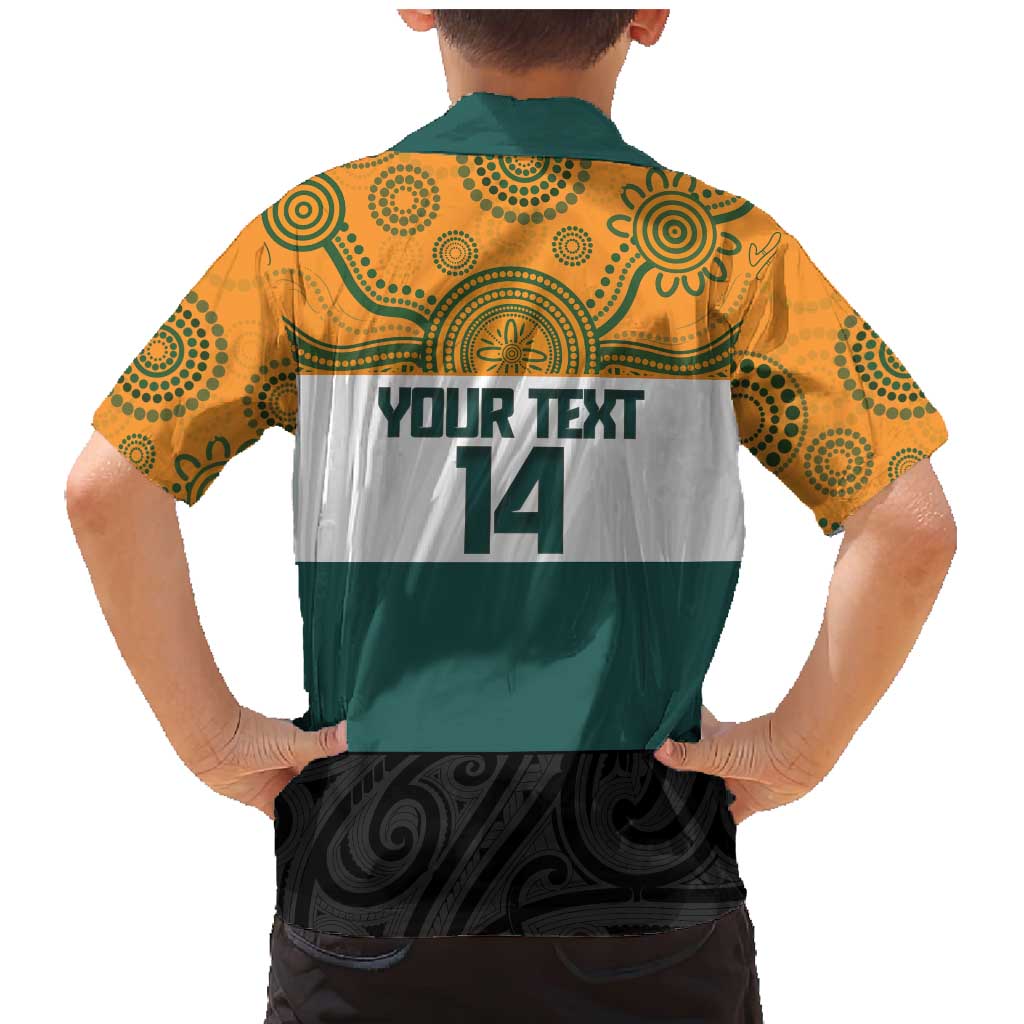 AUNZ Rugby Custom Family Matching Mermaid Dress and Hawaiian Shirt Australia Kangaroo New Zealand Silver Fern LT14 - Polynesian Pride