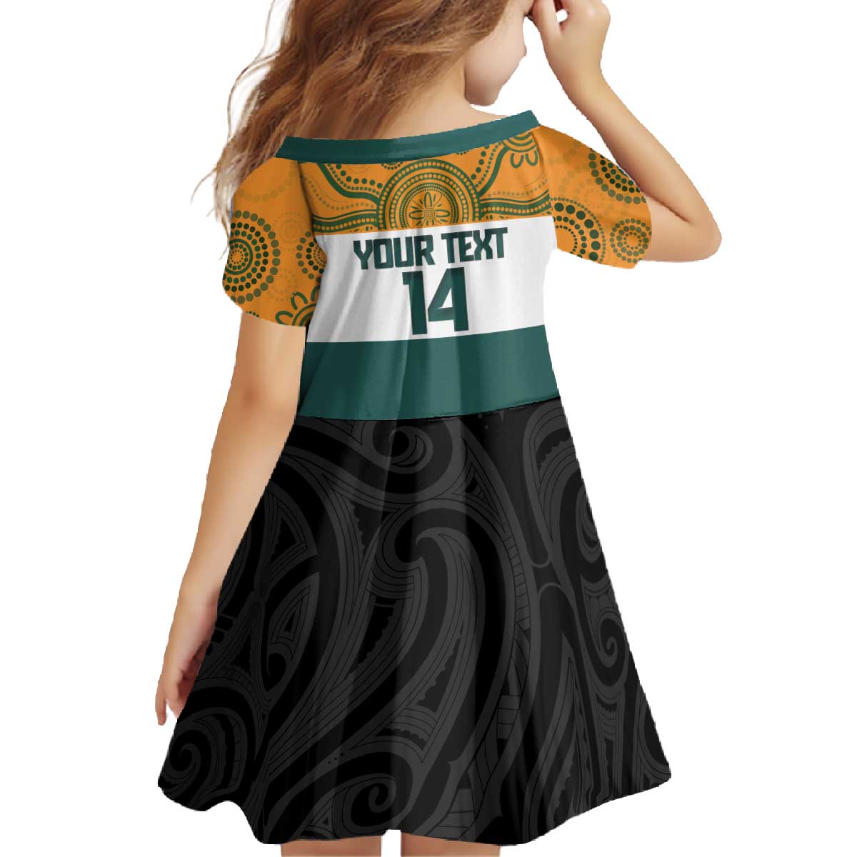 AUNZ Rugby Custom Family Matching Off The Shoulder Long Sleeve Dress and Hawaiian Shirt Australia Kangaroo New Zealand Silver Fern LT14 - Polynesian Pride