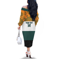 AUNZ Rugby Custom Family Matching Off The Shoulder Long Sleeve Dress and Hawaiian Shirt Australia Kangaroo New Zealand Silver Fern LT14 - Polynesian Pride