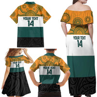 AUNZ Rugby Custom Family Matching Off Shoulder Maxi Dress and Hawaiian Shirt Australia Kangaroo New Zealand Silver Fern LT14 - Polynesian Pride