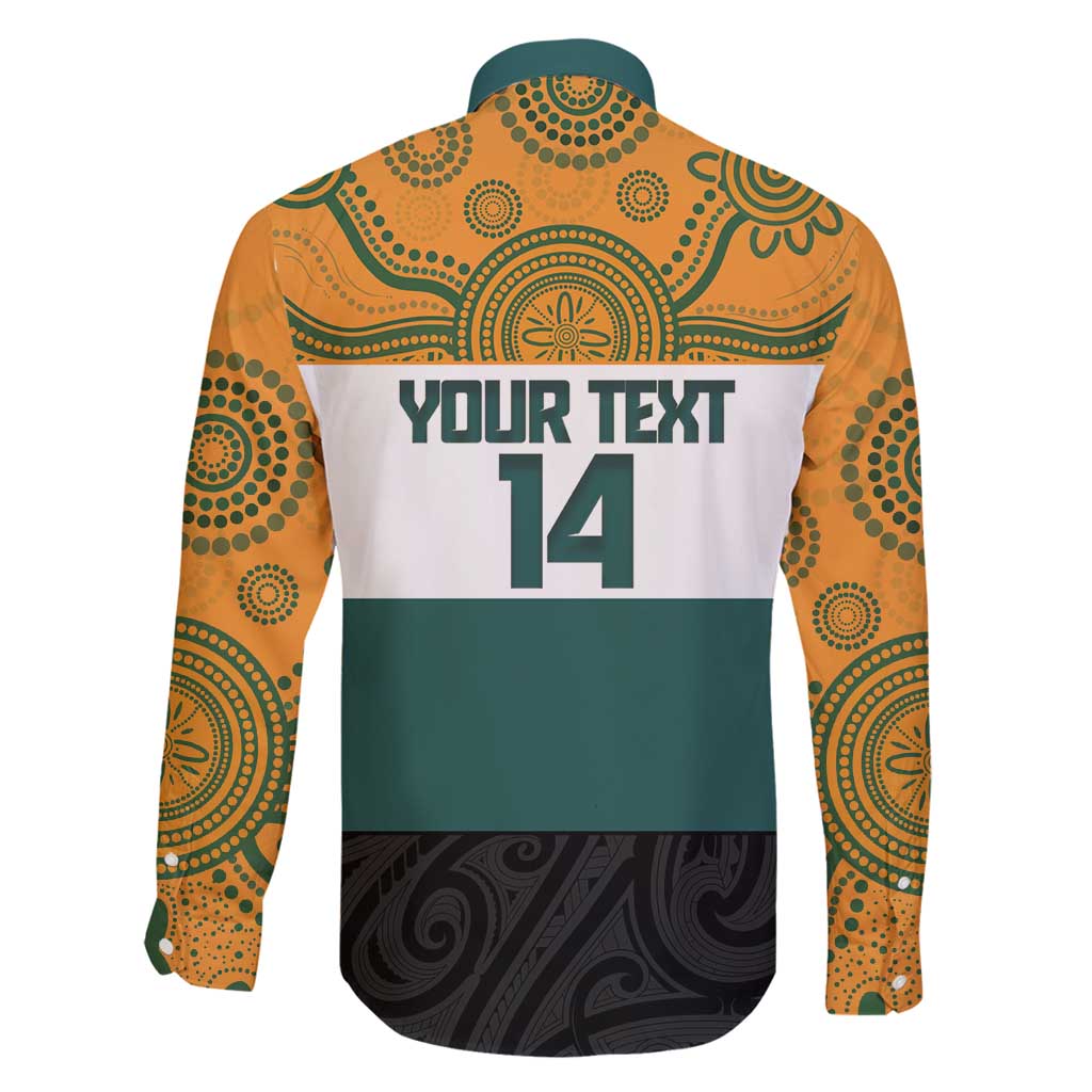 AUNZ Rugby Custom Family Matching Off Shoulder Maxi Dress and Hawaiian Shirt Australia Kangaroo New Zealand Silver Fern LT14 - Polynesian Pride