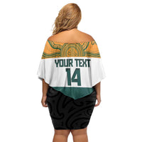 AUNZ Rugby Custom Family Matching Off Shoulder Short Dress and Hawaiian Shirt Australia Kangaroo New Zealand Silver Fern LT14 - Polynesian Pride