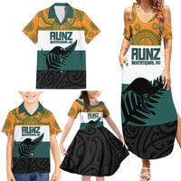 AUNZ Rugby Custom Family Matching Summer Maxi Dress and Hawaiian Shirt Australia Kangaroo New Zealand Silver Fern LT14 - Polynesian Pride