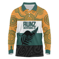 AUNZ Rugby Custom Long Sleeve Polo Shirt Australia Kangaroo New Zealand Silver Fern LT14 Yellow - Polynesian Pride