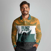 AUNZ Rugby Custom Long Sleeve Polo Shirt Australia Kangaroo New Zealand Silver Fern LT14 - Polynesian Pride
