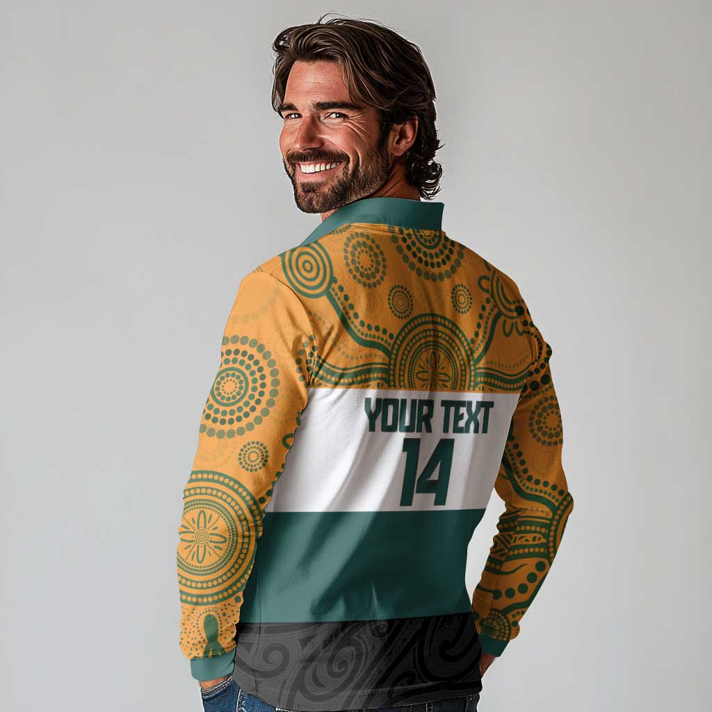 AUNZ Rugby Custom Long Sleeve Polo Shirt Australia Kangaroo New Zealand Silver Fern LT14 - Polynesian Pride