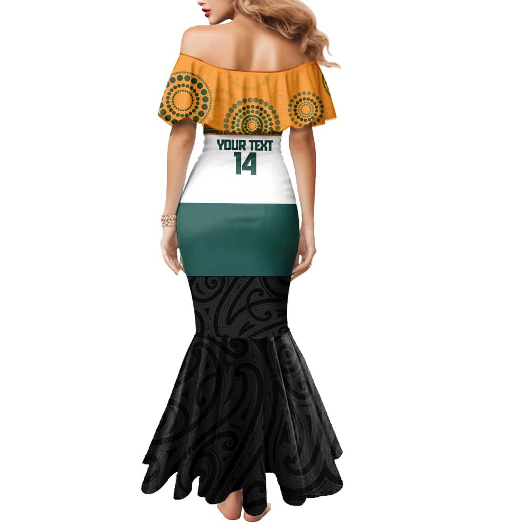 AUNZ Rugby Custom Mermaid Dress Australia Kangaroo New Zealand Silver Fern LT14 - Polynesian Pride